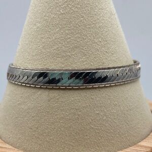 Milor Sterling Silver 925 Italian Herringbone Bracelet 7 1/2”L